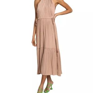 A.L.C. Tan Pleated Midi Dress